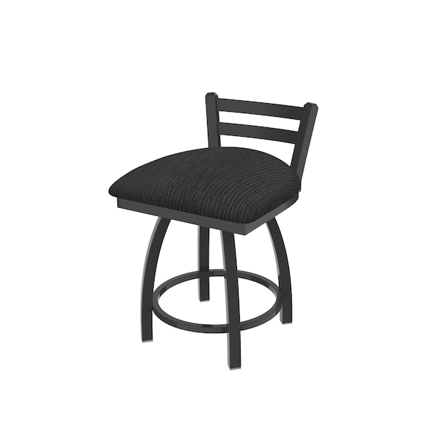 18" Low Back Swivel Vanity Stool, Pewter Finish, Graph Anchor Seat